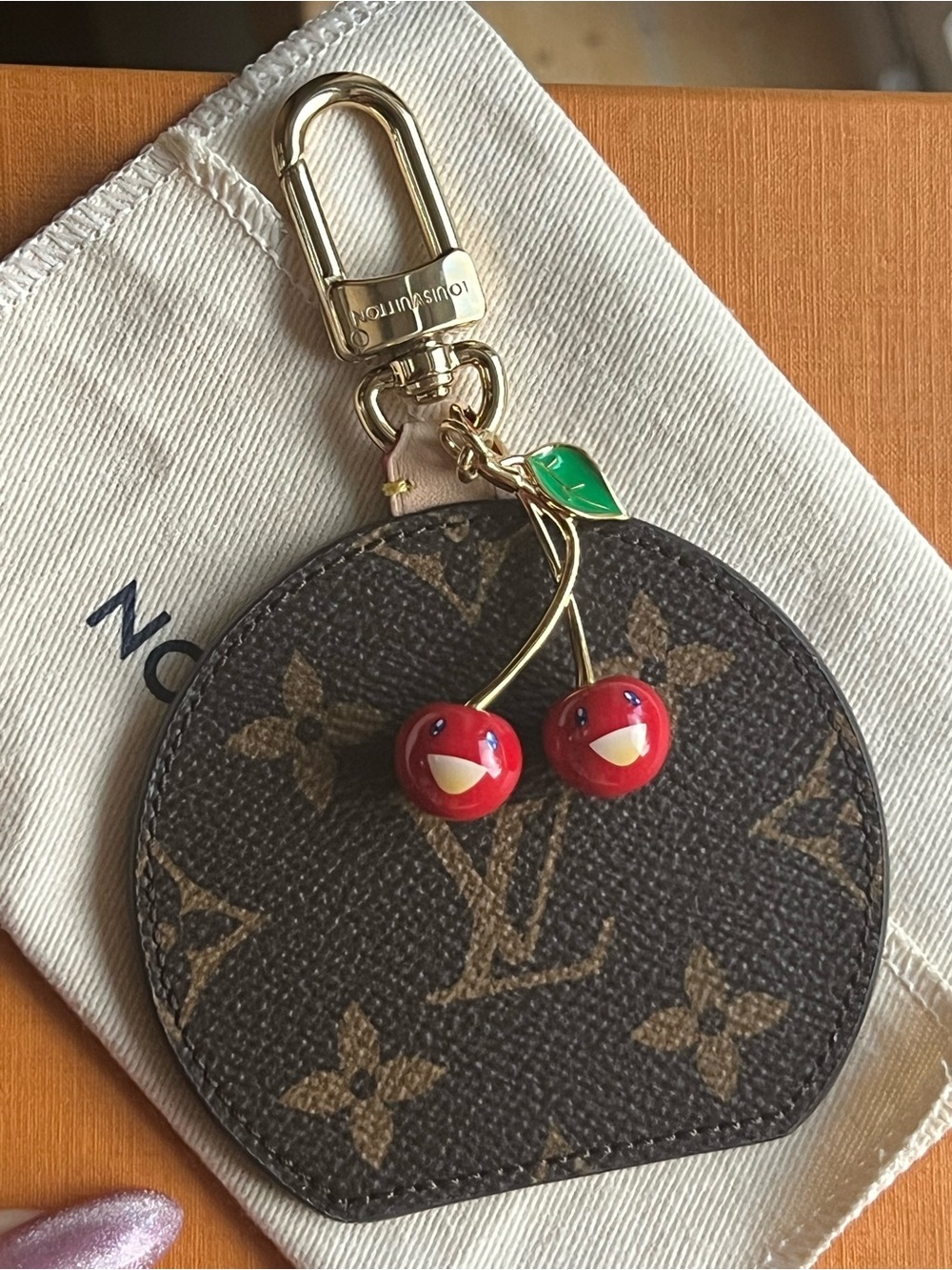 LV x TM Monogram Cherry Mirror Key Charm 🍒